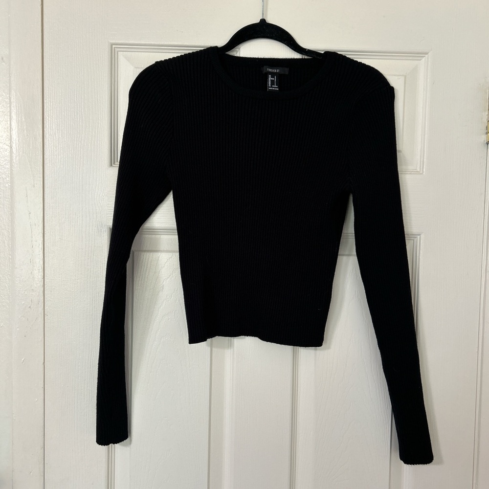 Forever 21 Black Ribbed Knit Top